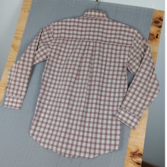 Wrangler George Strait Western Shirt Mens Small Tan/Red Checkered Button Down - Picture 8 of 13